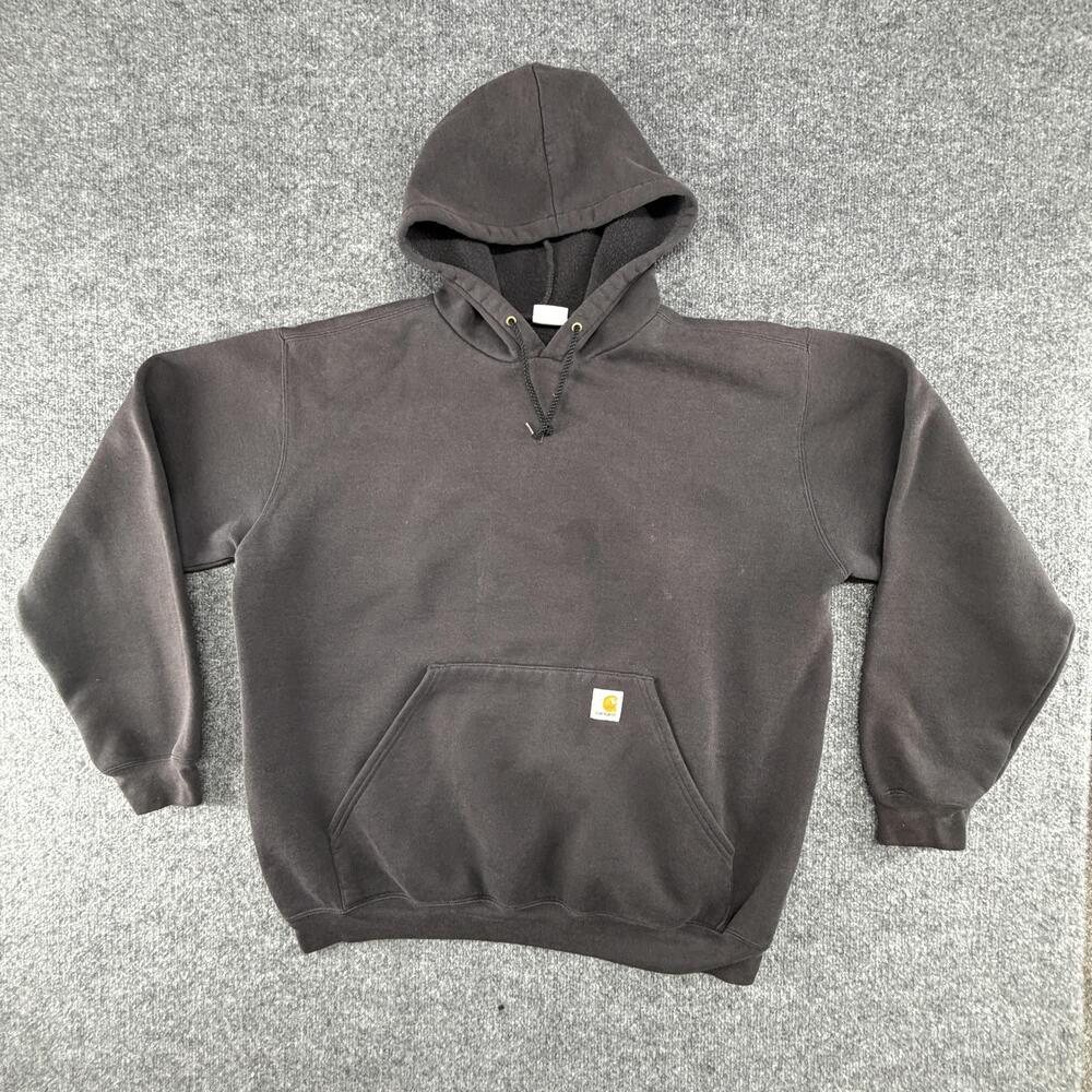 Carhartt Hoodie Mens Large Black Fleece Pullover Kangaroo Pocket Logo K121